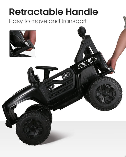 12V Kids Battery Powered Electric Ride on Truck with Parent Remote Control - Black