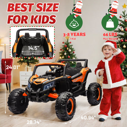 24V Kids Battery Powered Electric Ride on UTV with Parent Remote Control - Orange