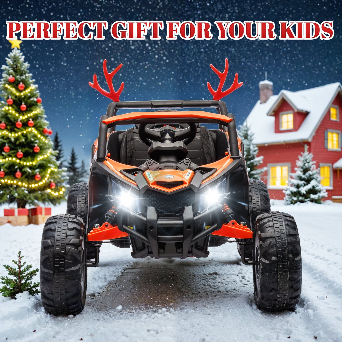 24V Kids Battery Powered Electric Ride on UTV with Parent Remote Control - Orange