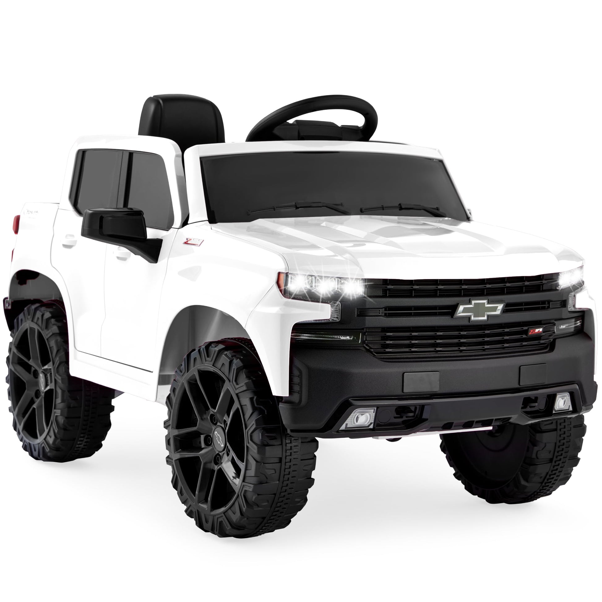 12V 2.5 MPH Licensed Chevrolet Silverado Ride on Truck Car Toy W/ Parent Remote Control - White