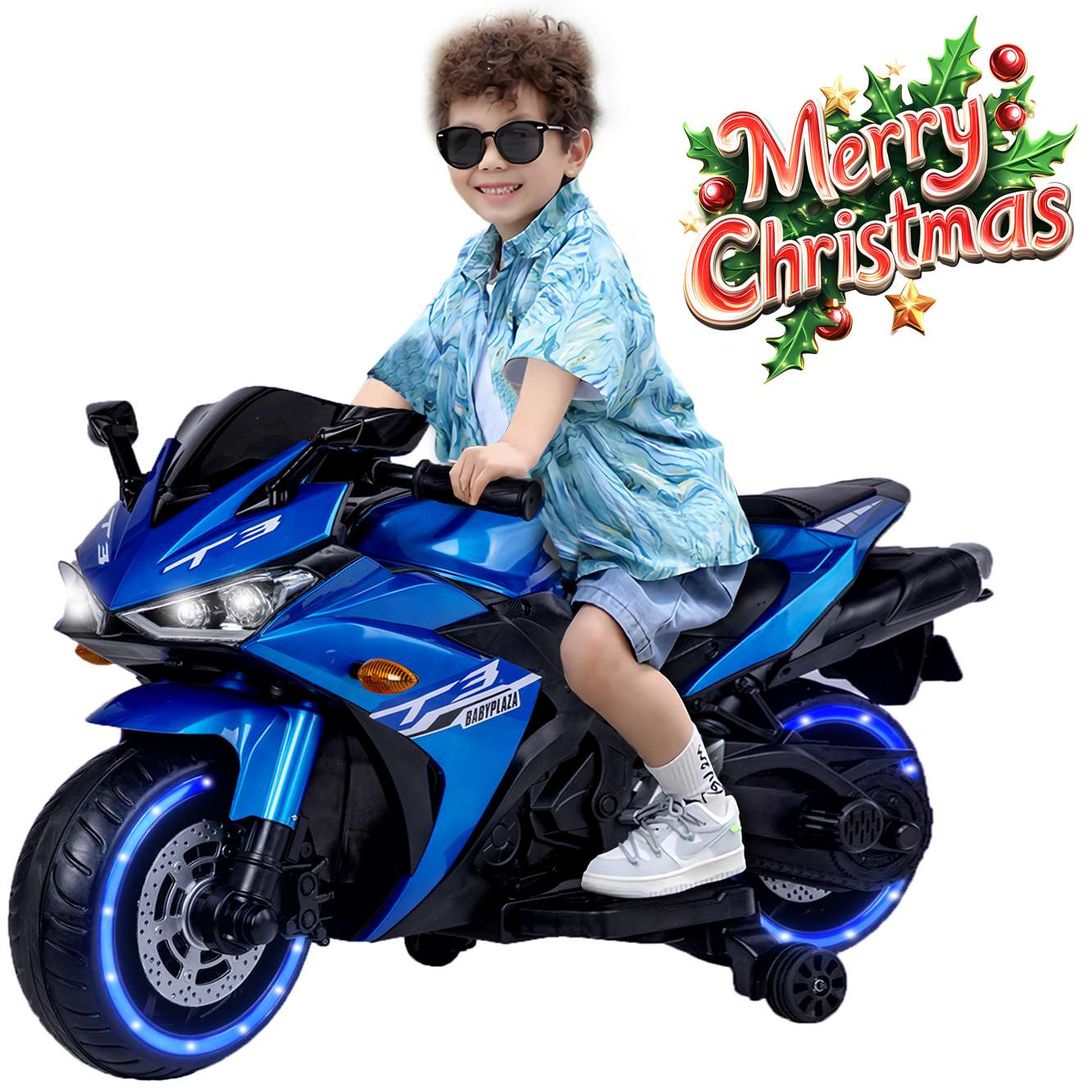 12V Kids Battery Powered Electric Ride on Motorcycle - Blue