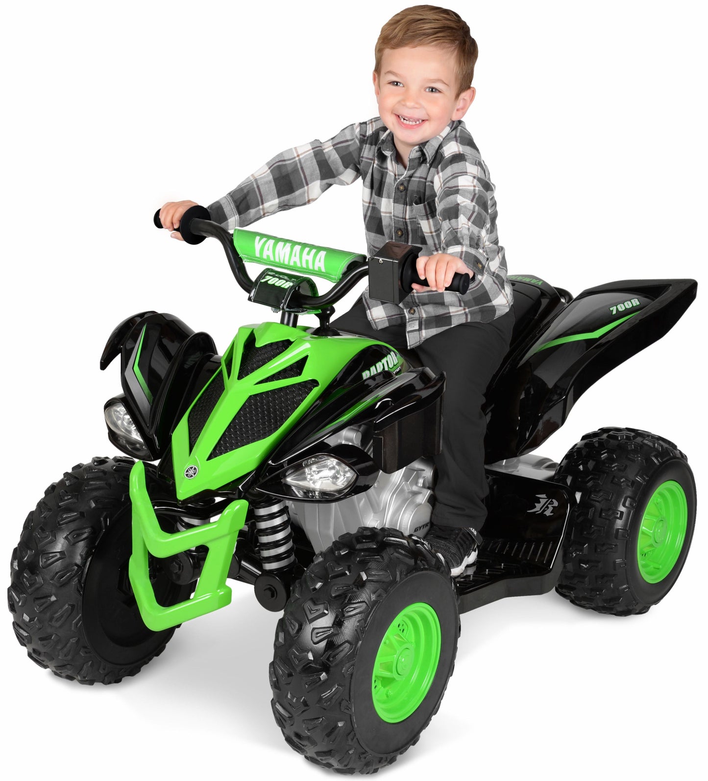 12V Yamaha Raptor Kids Battery Powered Electric Ride on ATV - Black/Green