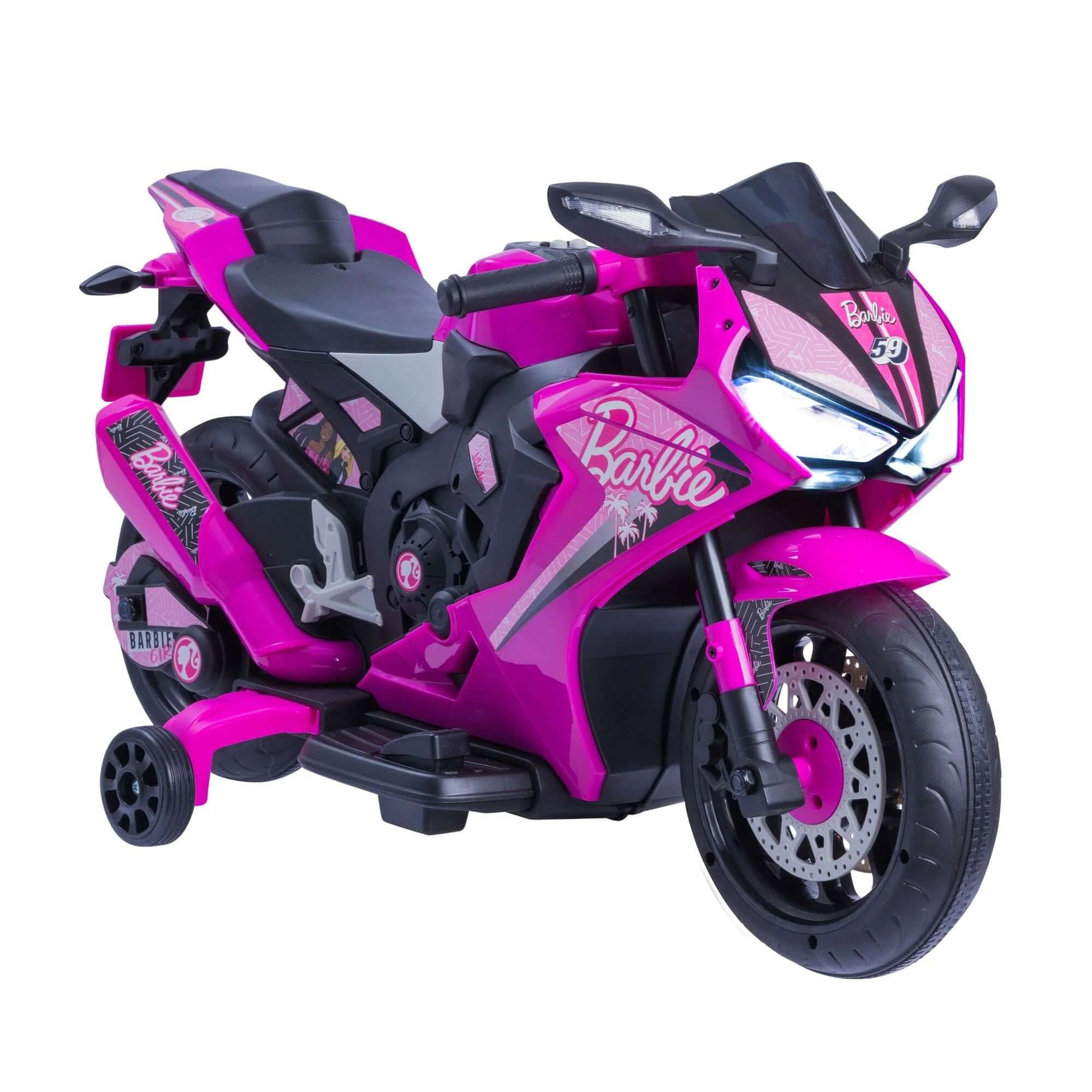 6V Barbie Kids Battery Powered Electric Ride on Motorcycle - Pink from Kids Dream Drive . This kids battery-powered electric ride-on vehicle comes with realistic design, perfect for outdoor play, adventure, and motor skill development. Ideal gift for toddlers and young children.