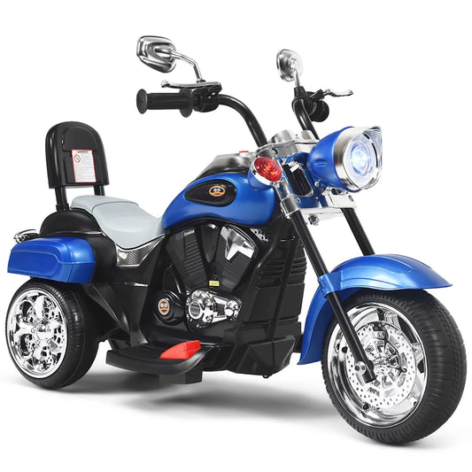 6V Kids Battery Powered Electric 3 Wheel Ride on Motorcycle - Blue