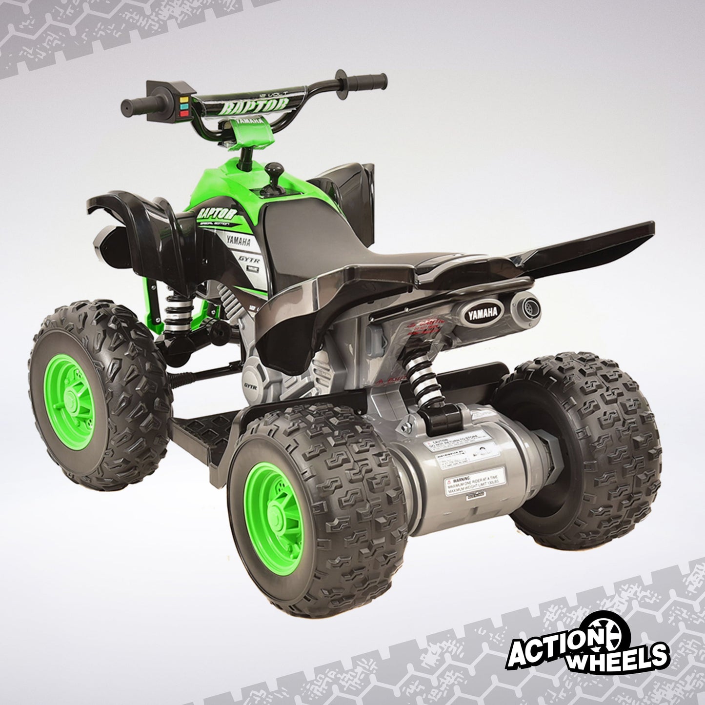 12V Yamaha Raptor Kids Battery Powered Electric Ride on ATV - Black/Green