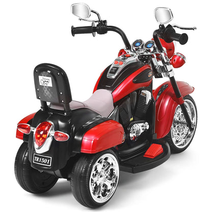 6V Kids Battery Powered Electric 3 Wheel Ride on Motorcycle - Red