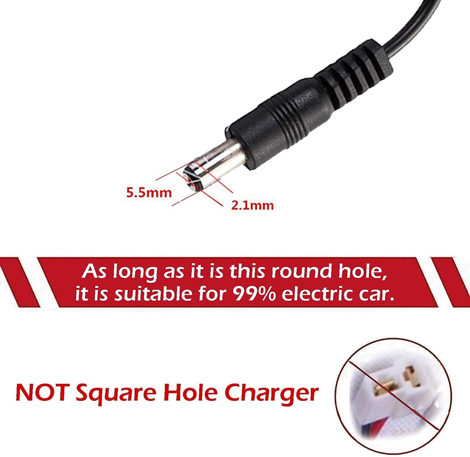 12V 1000MA Round Hole Battery Charger with Charging Indicator Light for Kids Electric Ride on Cars