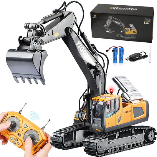 Electric Remote Control Excavator with Lights and Sound - Black/Yellow