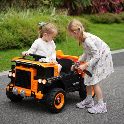 12V Kids Battery Powered Ride on Dump Truck with Parent Remote Control - Yellow