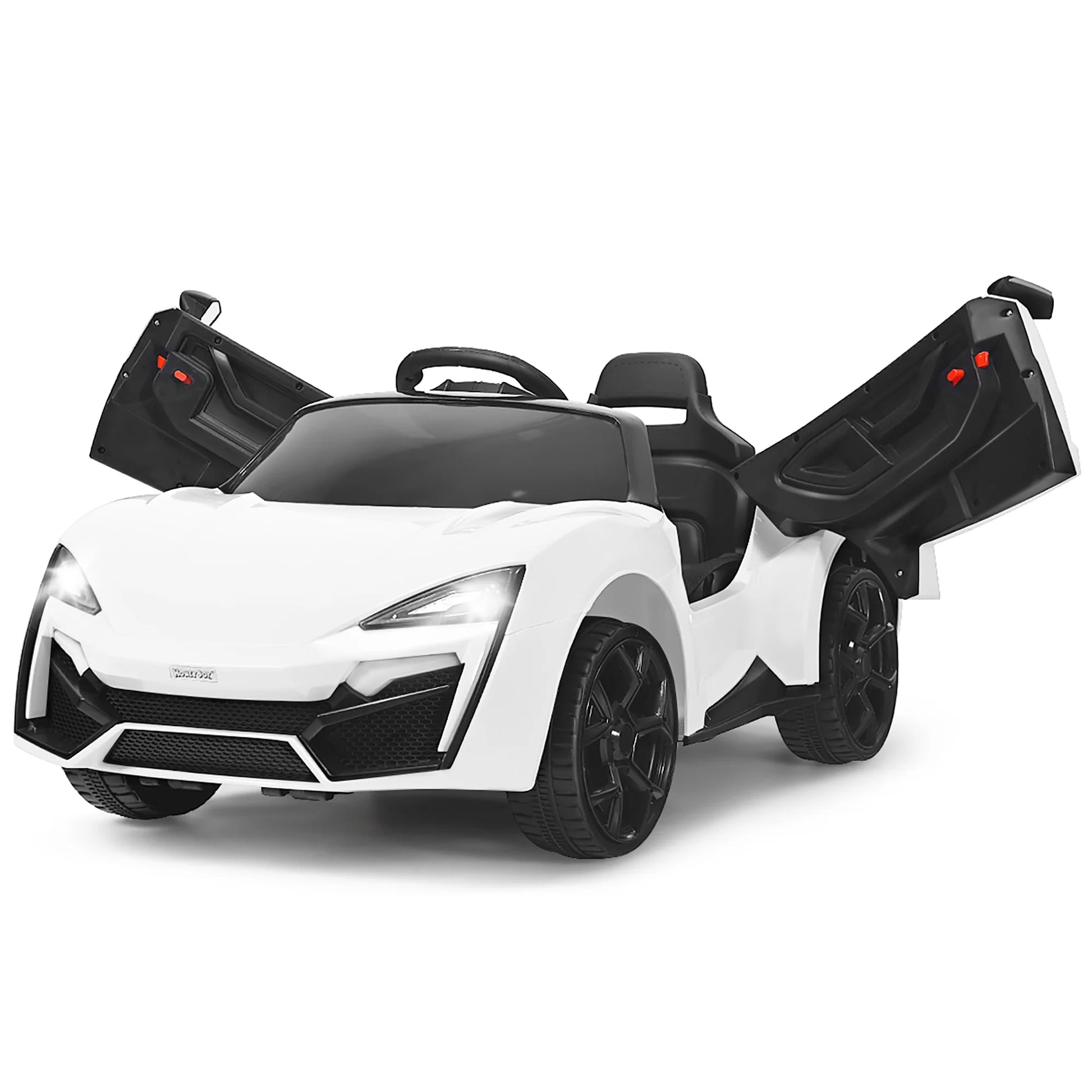 12V Kids Battery Powered Electric Ride on Car with Parent Remote Control - White