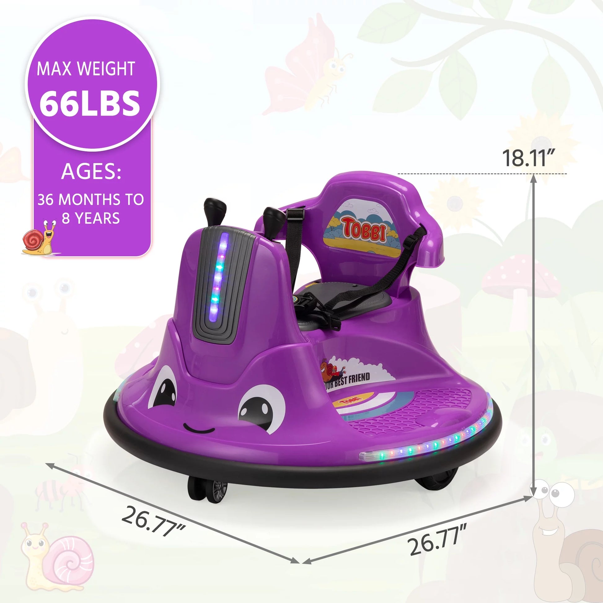 12V Kids Battery Powered Electric Ride on Bumper Car with Parent Remote Control - Purple