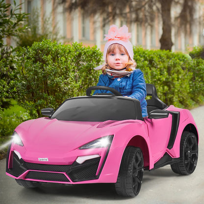 12V Kids Battery Powered Electric Ride on Car with Parent Remote Control - Pink