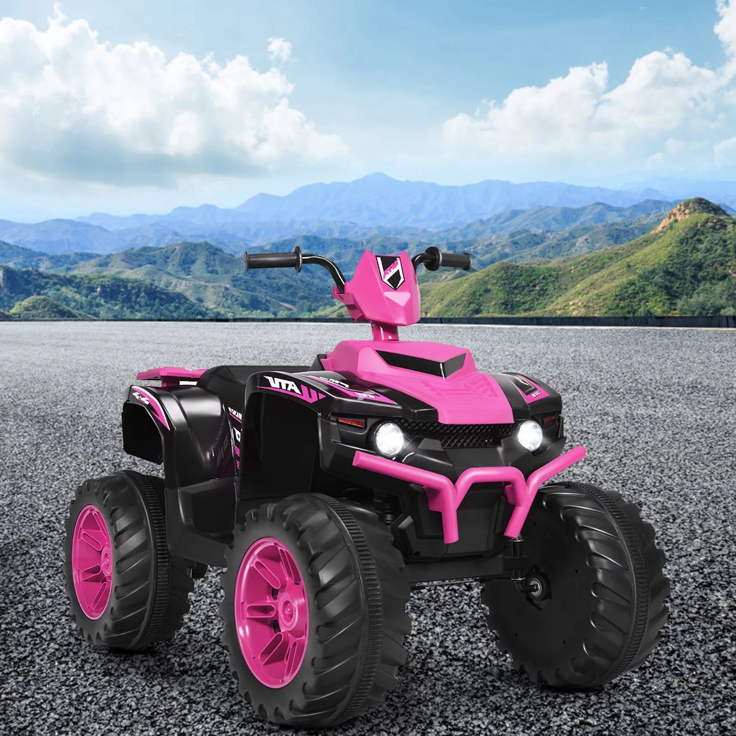 12V Kids Battery Powered Electric Ride on Car ATV 4-Wheeler Quad - Light Pink