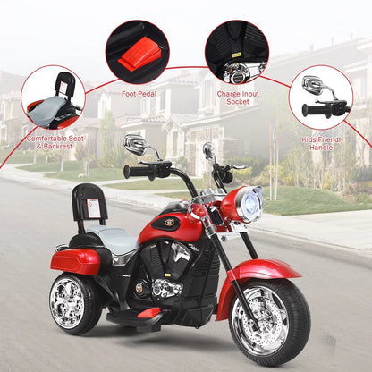 6V Kids Battery Powered Electric 3 Wheel Ride on Motorcycle - Red