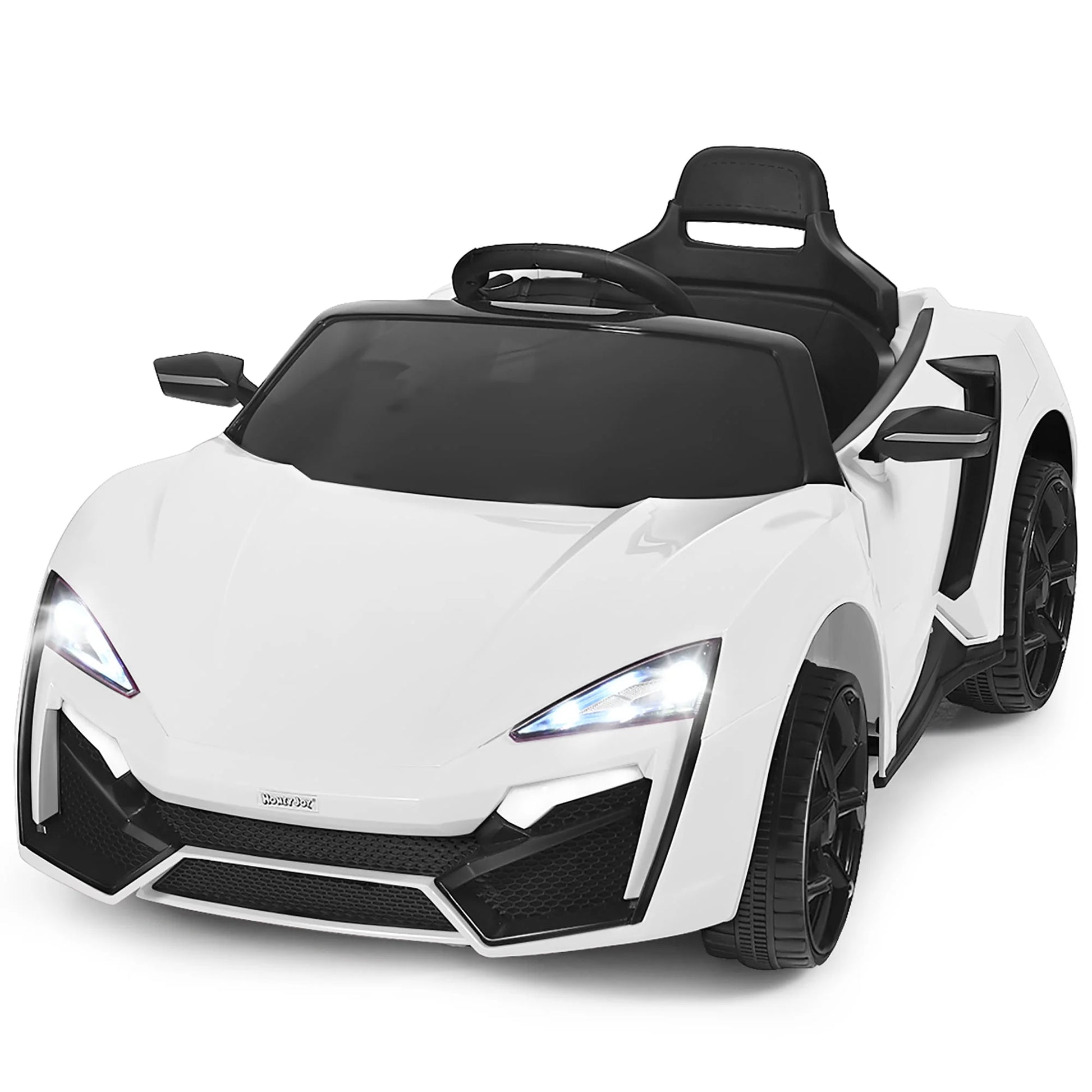 12V Kids Battery Powered Electric Ride on Car with Parent Remote Control - White