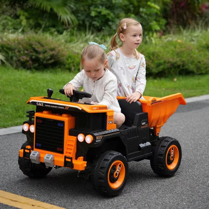 12V Kids Battery Powered Ride on Dump Truck with Parent Remote Control - Yellow