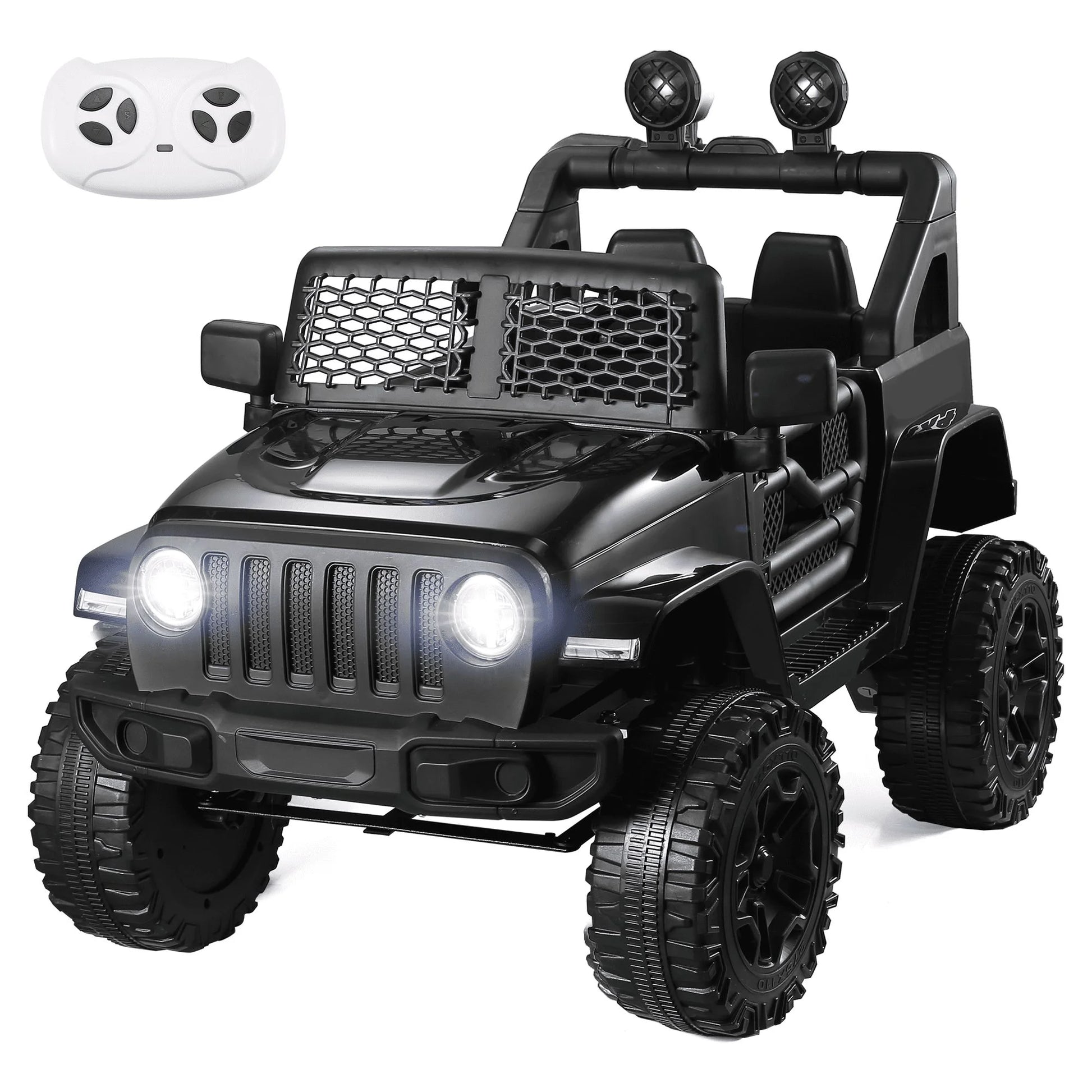 12V Kids Battery Powered Electric Ride on Truck with Parent Remote Control - Black