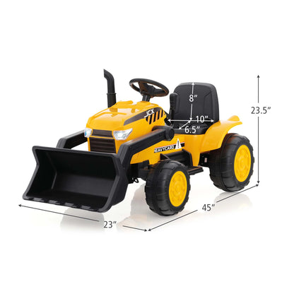 12V Kids Battery Powered Electric Ride on Excavator Digger with Parent Remote Control - Yellow