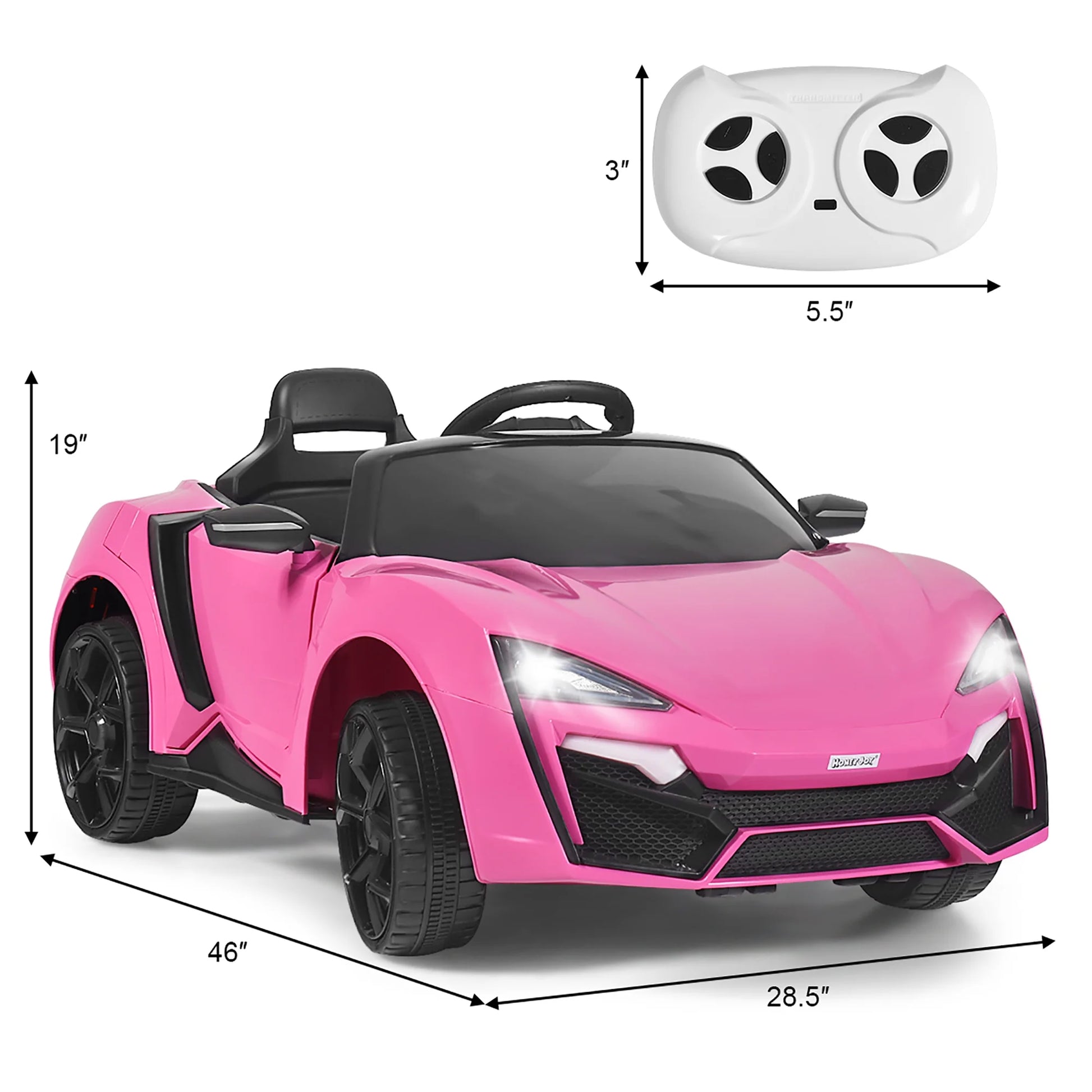 12V Kids Battery Powered Electric Ride on Car with Parent Remote Control - Pink