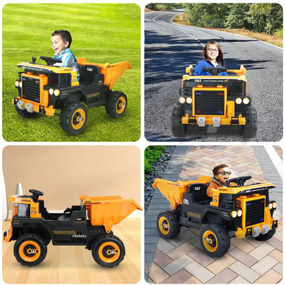 12V Kids Battery Powered Ride on Dump Truck with Parent Remote Control - Yellow