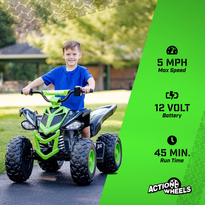 12V Yamaha Raptor Kids Battery Powered Electric Ride on ATV - Black/Green