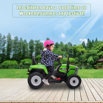 12V Kids Battery Powered Ride on Tractor Trailer with Parent Remote Control