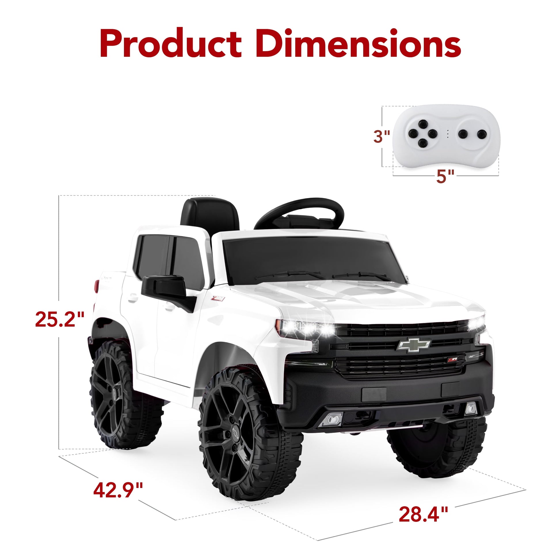 12V 2.5 MPH Licensed Chevrolet Silverado Ride on Truck Car Toy W/ Parent Remote Control - White