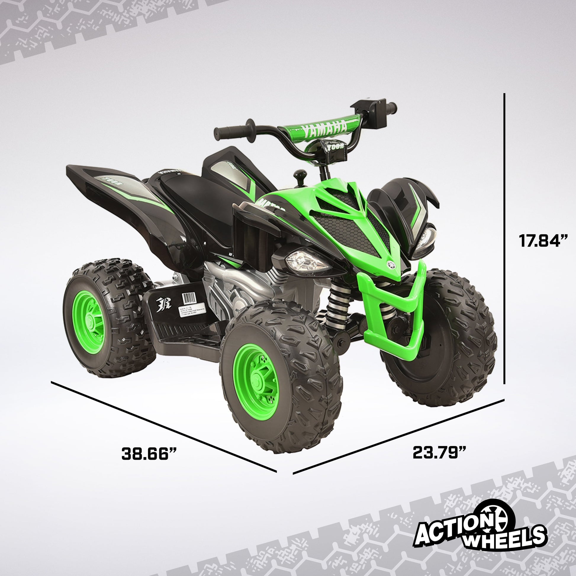 12V Yamaha Raptor Kids Battery Powered Electric Ride on ATV - Black/Green