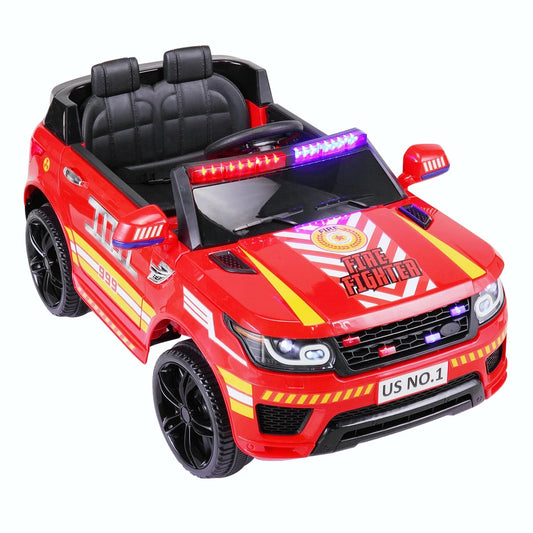 12V Kids Ride on Police Car with Remote Control, 4 Wheeler Truck with Music, Siren - Red