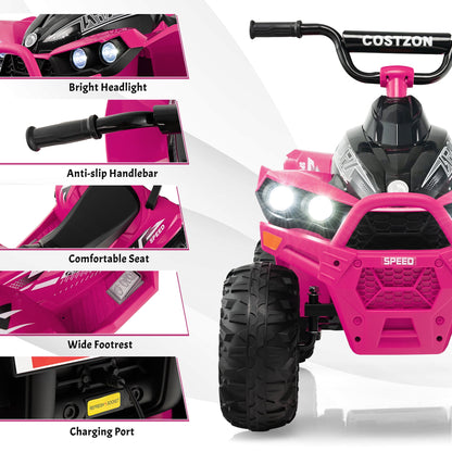 12V Kids Battery Powered Electric Ride on ATV 4-Wheeler Quad - Light Pink