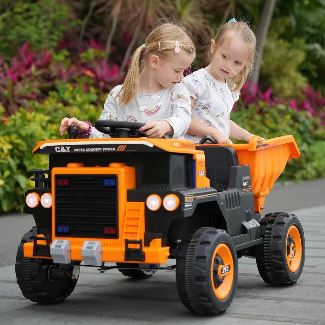 12V Kids Battery Powered Ride on Dump Truck with Parent Remote Control - Yellow